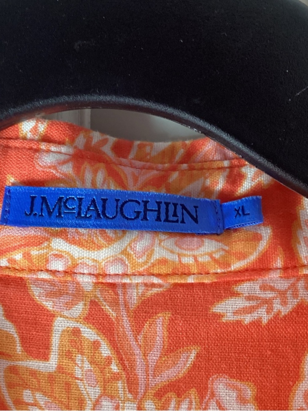 J. McLaughlin Coral Floral Button-Down Shirt Linen Cotton Blend - Picture 4 of 8